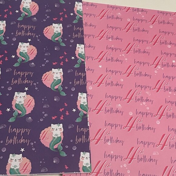 Cat Mermaid Birthday Card & Gift Wrap Set - Picture 5 of 10